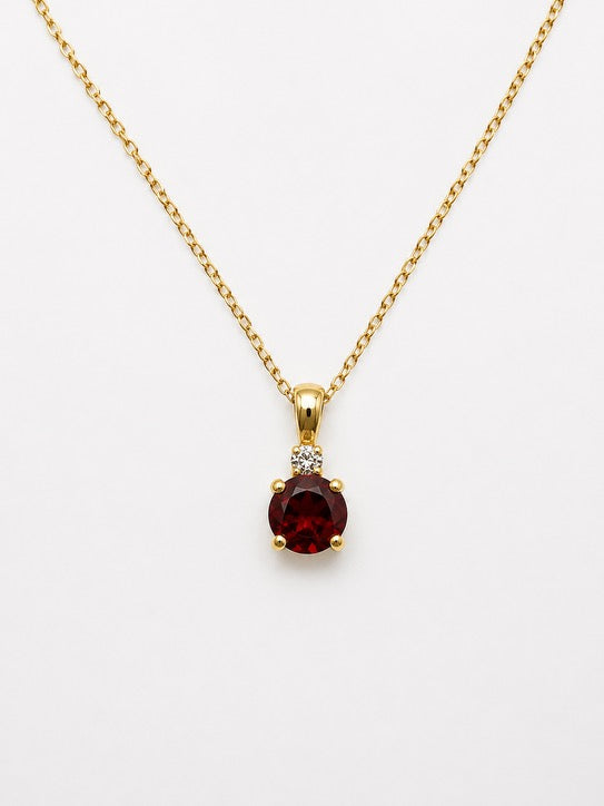 Natural Garnet and Diamond Pendant