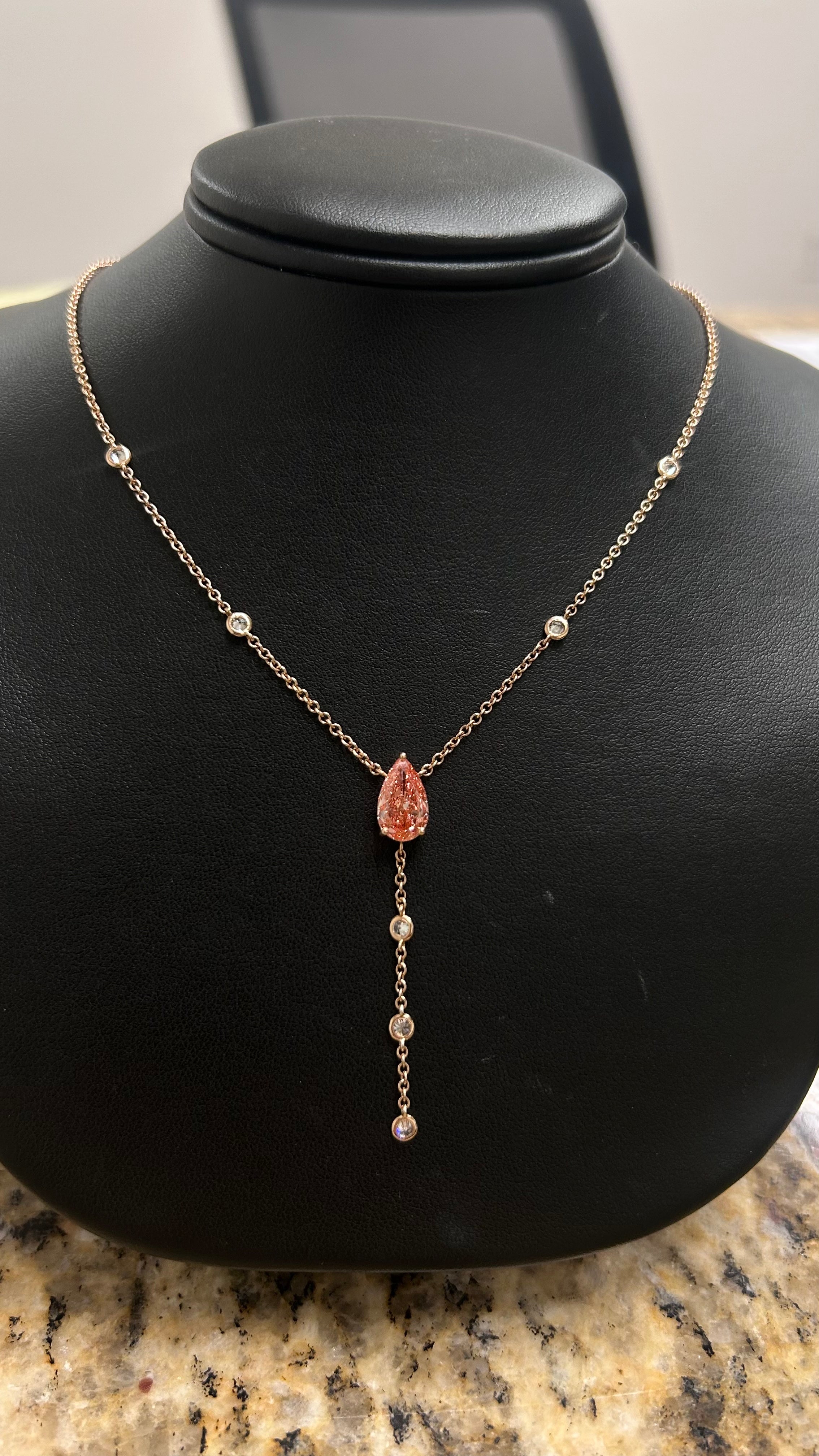 2 Carat Pink Pear Pendant